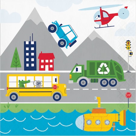 Creative Converting Transportation Time City Life Napkins, 192PK 372567